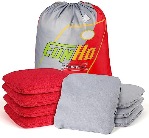 EunHo Doppelseitige Cornhole Bags Regulation, Set mit 8 professionellen Cornhole-Sitzsäcken, glatt und haftend, für Wurfspiel, jedes Wetter