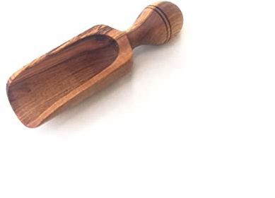 Schaufel Länge 12 cm Gewürzschaufel Holz-Schippe Dosierlöffel Mehlschaufel Runder Griff Oliven-Holz Handgemacht