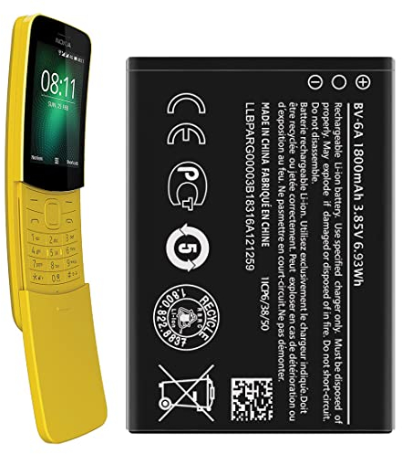 BV-6A Akku, 2023 Upgrade 0 Zyklus Ersatzakku mit hoher Kapazität für Nokia 8110 4G TA-1059/1048 / 1067/1071 / 1295 flip 2017 Serie 2060 3060 5250 Serie