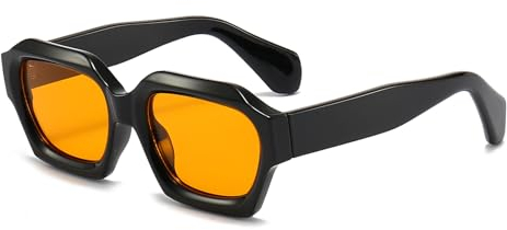 LJCZKA Retro Chunky Square Sunglasses Womens Mens, Vintage Fashion Sunglasses Thick Frame 80s Eyewear UV400 Protection