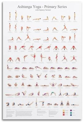 KYTIN Yoga-Poster Ashtanga Yoga Primary Serie, dekorative Malerei, Leinwand, 40 x 60 cm