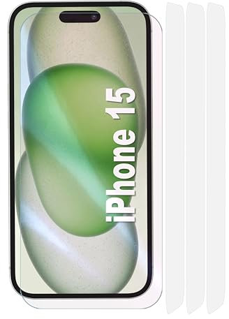 Fonetek 3x Clear Plastic PET Screen Protector Cover Guards for Apple iPhone 15