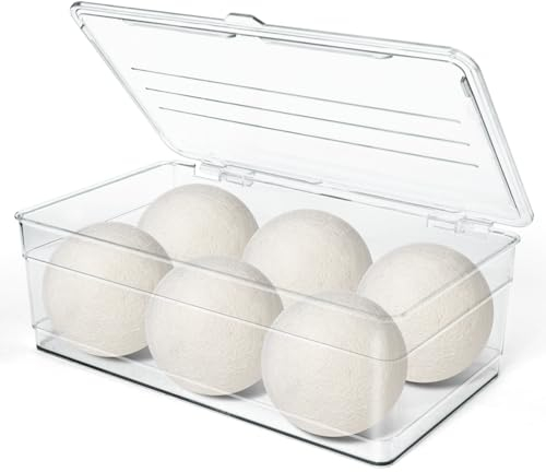 Dryer Sheet Holder - Dryer Ball Holder, Dryer Sheet Dispenser, Acrylic Dryer Sheet Holder Container with Lid, Bathroom Storage Containers for Laundry Pods, Clips, Dryer Balls and Sheets (No Balls)