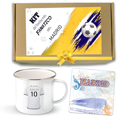 Taza de cerámica motivos de motes de futbol personalizada con nombre, tazas para fanaticos del futbol personalizadas con su nombre (Madrid, pack x 2 b)