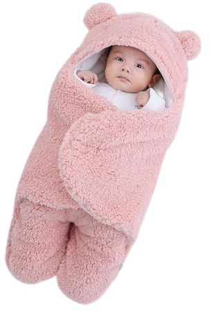 Danolt Gigoteuse 3-6 Mois Hiver, Nid d'ange Bebe Couverture D'Emmaillotage pour Bébé,Gigoteuse Emmaillotage à Naissance, Rose