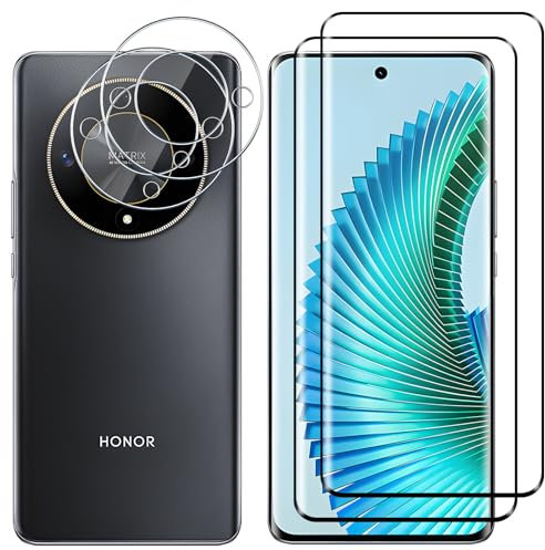 Lutree per Honor Magic 6 Lite 5G Vetro Temperato, 2+2 Pezzi Pellicola Protettiva+ Pellicola Fotocamera, Durezza 9H Anti-Impronte Anti-Graffio HD Protezione Schermo per Magic6 Lite 5G
