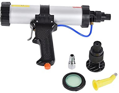 310 ml Patronentyp Pneumatische Klebepistole 21,5-22,5 cm 6 Bar Arbeitsdruck Glasklebepistole Kartuschenpistole + Steuerventil Einfach zu bedienen für Anfänger und Profis