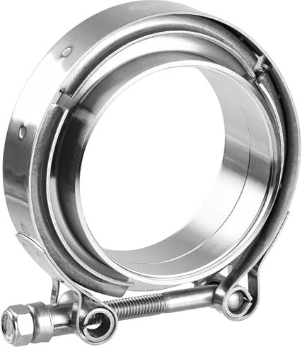 63MM V Band Clamp Kit with Male Female Flange Stainless Steel 304,Turbo Wastegate Clamp Flange Kit Universal (V Band Clamp With Flange, 2.5inch) (63mm (2.5inch))