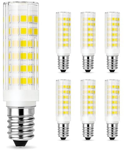 YUNRRD E14 LED Light Bulb,Cooker Hood Bulbs Cool White 6000K,5W (50W Halogen Equivalent),550LM,SES Small Edison Screw Bulb for Fridge/Cooker Hood/Extractor Fan,AC220-240V,Non Dimmable,6 Packs