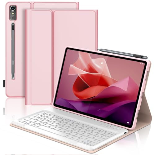 SENGBIRCH Funda con Teclado para Lenovo Tab P12 (2023) 12.7 - Teclado Español Ñ Bluetooth Inalámbrico Extraíble para Tablet Lenovo Tab Tab P12 (2023) 12.7,Rosa Claro