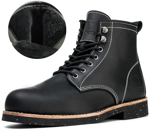 SL-Saint Stivali da uomo a punta morbida impermeabili in pelle Fodera in Lana Australia Scarpe di moda (Lana-Fodera, Nero, Adulto, Uomo, 44, Numero, Sistema Taglie Calzature EU, Media)