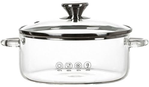 Serenitison Casserole en Verre avec Couvercle,Batterie de Cuisine en Verre,Pot en Verre à Haute Teneur en Borosilicate,Pot en Verre Transparent Domestique,pour Faire Nouilles,Soupes,Salades