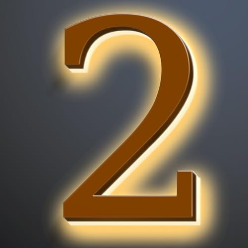 Numeri Civici Retroilluminati A LED Per Strada 8 Pollici, Numeri Civici Moderni Illuminati, Numeri Civici Illuminati In Metallo Per Esterni, Finitura Marrone, Luce Calda