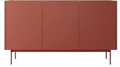 MINIO o for it - Kommode 144cm Breit, Sideboard Kommode Cody, Kommode Wohnzimmer, Schrank Stehend, Kommode mit Türen, Wohnzimmer Möbel - Keramik Rot/Linea Eiche