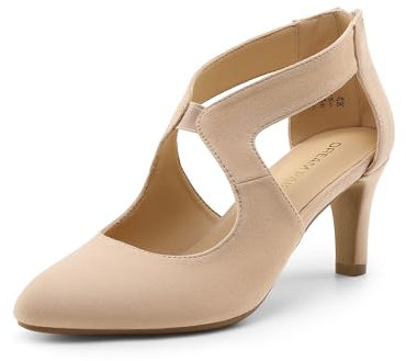 DREAM PAIRS Women's Pumps Closed Pointed Toe High Heels Kitten Heels Elegant Party Wedding Dress Shoes for Women, Size 6, Nude, DWUMPU2501