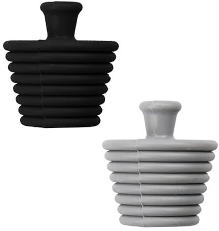 Tabanzhe Universal Tub Stoppers-2PCS Silicone Bath Plugs Bathroom Sink Drain Stopper Spiral Sealing Drain Plugs for Bathtub Kitchen Bathroom Sink Drains(Black and Gray)