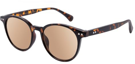 OKH Unisex Klassischer Stil Runde Sonnenbrille Lesebrille Vintage Outdoor UV400 Linse Lesebrille für Männer und Frauen (Schildkröte/Braun 1,5+)