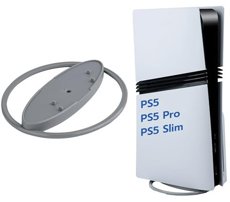 Tolesum Support Vertical pour Consoles PS5 / PS5 Pro/ PS5 Slim, Support de Bureau Universel à Base Ronde Verticale pour Toutes Les Consoles P5 Disc et Digital Editions - Gris