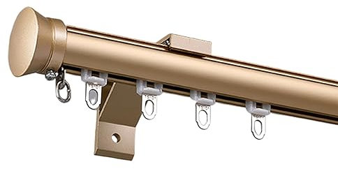 Stabiles Gardinenstangen-Set aus Aluminium, Einzel- oder Doppelstange, komplettes Set mit sieben Farboptionen, goldfarben, 2,6 m (1,3 m x 2)