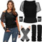 neon Outfit Damen pink, Netzoberteil Damen 80er Jahre Outfit Festival - Sexy Netzshirt Netztop Faschingskostüme Neon Party Outfit 90er Netzo Oberteil Karneval Kostüm Mottoparty