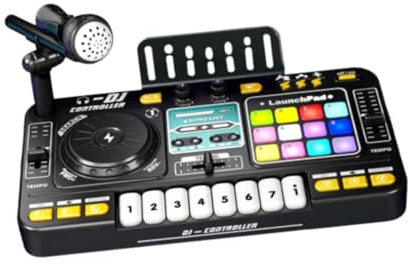 TTETTZ Controlador de DJ para Niños Mezclador de DJ Niños con Micrófono, Juguete Musical Interactivo Juguete Educativo para Niños y Niñas
