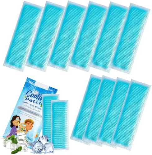 Kühlakku Gel,Sofort Kältekompresse,Kühlpflaster,Kühlpflastern,Kühlpack Zum Knicken,Für Hitzschlag-Kühlpflastern,Erwachsene Kinder,12x5cm,10 Stück