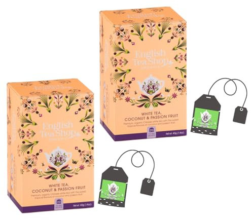 English Tea Shop | Tè Bianco Cocco e Frutto Passione BIO | Delicato Tè Bianco, Dolce Cocco ed Esotico Maracuja - Scatola Eco Box (2 x 20 Filtri)