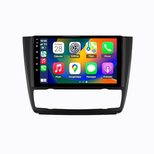 Android 13 2 DIN Pantalla Táctil Radio 9 Coche Pantalla para BMW 1 Series E81 E82 E87 E88 AT 2004-2011 con Enlace Espejo/Navegación GPS/Radio FM/BT/Mandos Volante/Reproductor Multimedia(8G+256G)