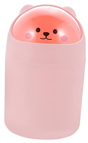 Cabilock Poubelle De Bureau Mini Couvercle En Plastique Rose Poubelle Mince Compacte Corbeille De Bureau Pour Chambre à Coucher Pour Et Salon