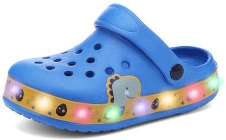 Kid's LED Clogs Boys and Girls Garden Shoes Beach Water Shoes Cute Cartoon Slides Sandals Lightweight Sandals Non-Slip