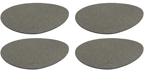LEONARDO HOME GOCCE Untersetzer • 4 Stück • Ovaler Untersetzer • beidseitig nutzbar • strukturiertes Design • stilvolle Textiloptik • modernes Design • vielseitig einsetzbar • ⌀ 9 cm • grau • 055226