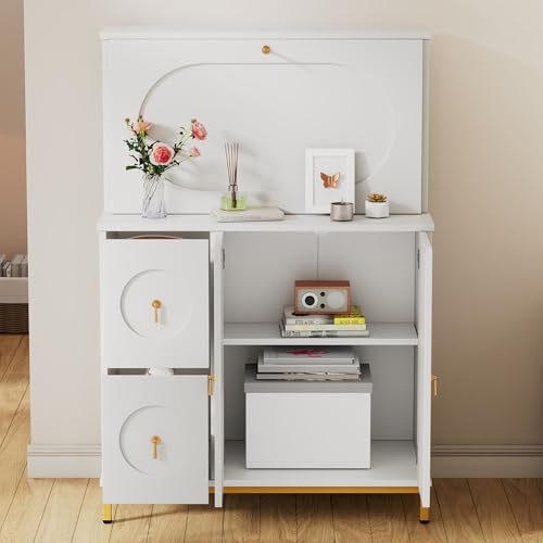 A ALFRESCOOL Sekretär,Schreibtisch,Arbeitstisch,Computertisch,Weiß150cm hoch, 100cm breit, Weiß