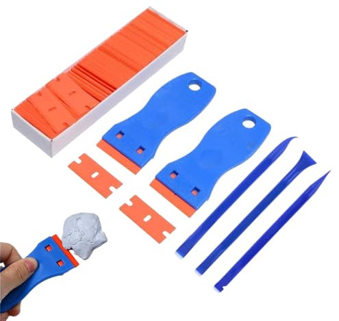 Kustimantu Sticker Scraper,Kratzfester Klebereste Entferner mit Schonender Oberfläche - Multifunktionaler Ergonomischer Abzieher für Fensterfolienentfernung Keramik Glas Industrie & Wohnmobile