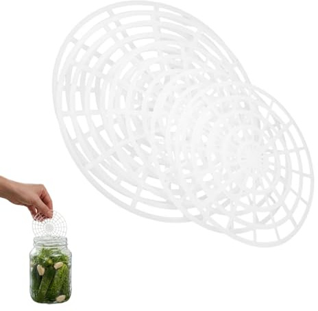 Small Fermentation Weights Mesh Press, 5pcs Fermenting Weights Set Presser Fermenting Jar Round Plastic Press Plate Grate Pickling Accessories for Kimchee Sauerkraut Pounder (2pcs 6 + 3pcs 3)