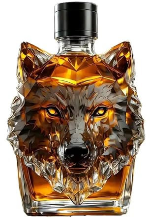 Whisky Loup Decanter, Carafe à Whisky en Verre avec Forme de loup, Décoration de Bar Amusante, pour Les Amateurs De Whisky, Papa, Maris