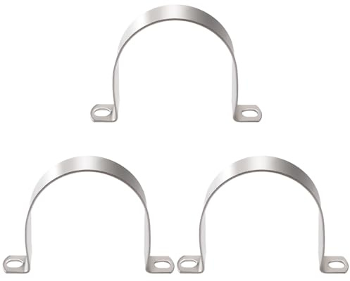 YYIGVMO 3 Piezas Ø 80mm Abrazaderas de Tubo en U, Correa Rígida de Tubo de Acero Inoxidable, Abrazadera de Fijación de 2 Agujeros, para Tuberías y Cables