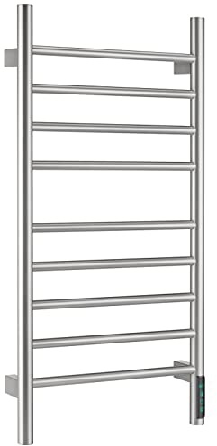 HTTGDGDH Scaldasalviette da Parete, Scaldasalviette con Display Digitale, Scaldasalviette Elettrico, Timer, Scala Portasciugamani A 9 Barre, Radiatore Scaldasalviette da 135 W, 90