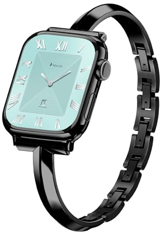 Missair Schlank Metall Armband Kompatibel mit Apple Watch 42mm 41mm 40mm 38mm 46mm 45mm 44mm, Damen Elegant 316L Edelstahl,Armband für Apple Watch 11 10 9 8 7 6 5 4 3 SE