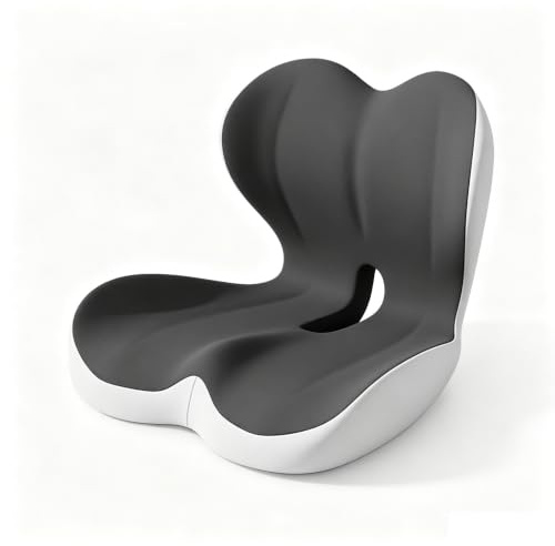 lomonmen Orthopädisches Sitzkissen mit Rückenlehne,Ergonomisch Sitzkissen Memory Foam,Lendenwirbelstütze,Steißbein Entlastung,rutschfest,Waschbar(grau)
