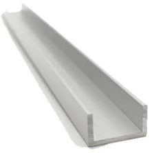 Perfil de aluminio en forma U, ancho exterior 18 mm, longitud 50 cm, borde aleación recubierto vidrio