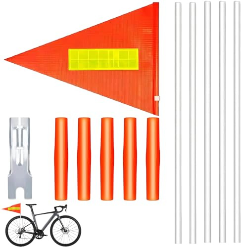 LEOINAER Bandera para Bicicletas de Seguridad, con 12 Partes, Ajustable y Reflectante, Ideal para niños y Bicicletas de Todas Las Edades, Incluye 1 Bandera, 5 Postes y 1 Soporte Universal