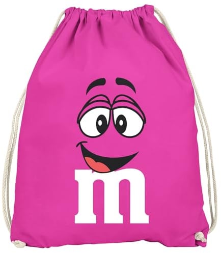 MoonWorks® Turnbeutel - M mit Gesicht - Accessoires Fasching Karneval Gadgets Spruch lustig Faschingsartikel Tasche Gymbag Fuchsia unisize