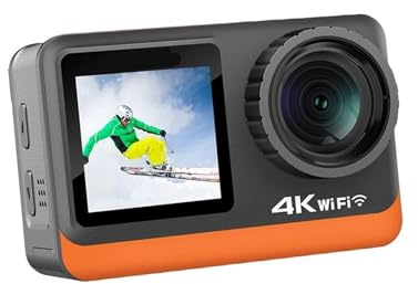 KVBRUI Caméra d'action 4K 60FPS, écran Tactile 2.0 IPS, 24mp, Wi-FI 170D EIS, Casque étanche 30M, Webcam, Zoom 4X, 6 filtres en Option(with Out Card,MTR80)