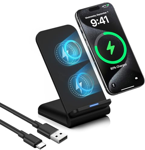 15W Fast Wireless Charger Stand for Google Pixel 10 Pro XL 9 9a 8 8a 7, Wireless Phone Charger for Samsung Galaxy S26 Ultra S25 S24, Wireless Fast Charging Stand for iPhone 17 16 15 14 13 12 Pro Max