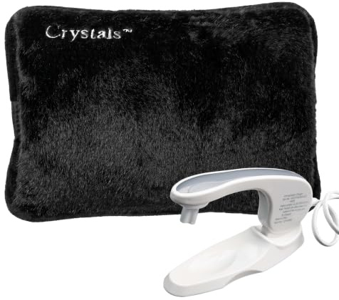Crystals Rechargeable Electric Hot Water Bottle with Charger, Fast Heating Heat Pad, Portable Hand Warmer for Bed, Neck, Back & Shoulder, Long Lasting Warm Compress, Reusable Waterless Heating Pad