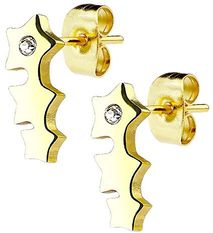 Mianova Ohrringe Stecker Ohrstecker Studs Klein mit Triple Star Gold Vergoldet mit Kristall für Damen Kinder