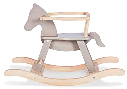 PINOLINO 242493 Pinolino mit Ring, aus massivem Holz, Ring abnehmbar, Umbausatz enthalten, für Kinder ab 9 Monaten, grau/natur