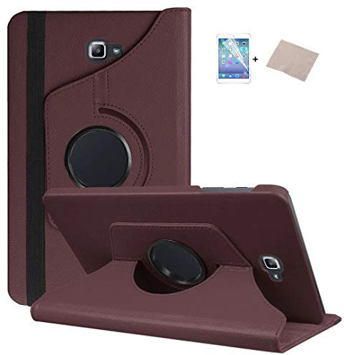 FULOZO® Samsung Galaxy Tab A6 10.1 (2016) T580/T585 Hülle Case-360 Grad Rotations PU Ledertasche Smart Cover mit Standfunktion für Samsung Galaxy Tab A 10.1 Tablet+Display Schutzfolie(Bronze)