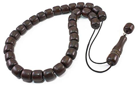 Generic 34er Ovale Ebenholz Komboloi-Sorgenperlen, Schwarz