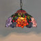 GDLight Tiffany Style Chandelier 30CM, Rose Suspension en Verre teinté pour Bar, Chambre à Coucher, Salon Décoration Pendentif Lumière E27,40W